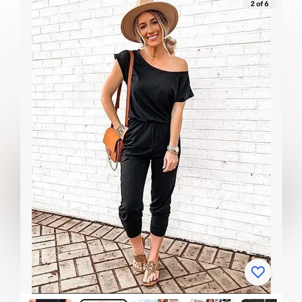 Women's Loose Solid Off Shoulder Jumpsuit Black